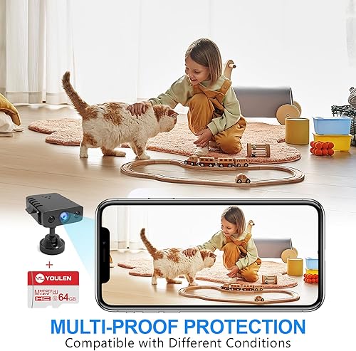 Miniatura 3 de Gratis 64G Cámara de batería inalámbrica más pequeña, cámara de seguridad HD1080P, monitor de bebé, mini cámara, cámara de niñera con visión