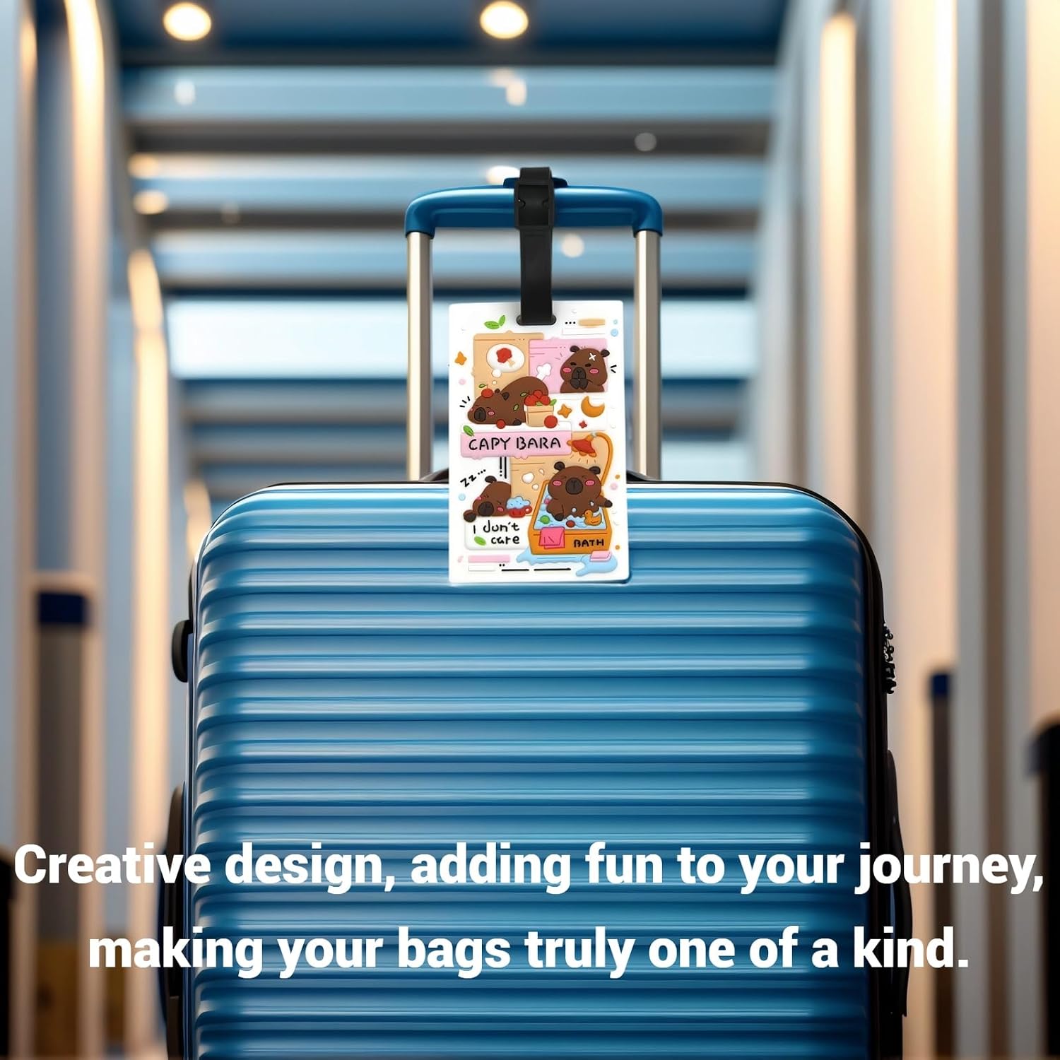Capybara Luggage Tag for Suitcases, Soft Silicone Travel ID Tag, 1 Piece | Writable contact panel and secure loop for carry-ons, backpacks, lunch bags, school bags, camp bags, totes, and family trips