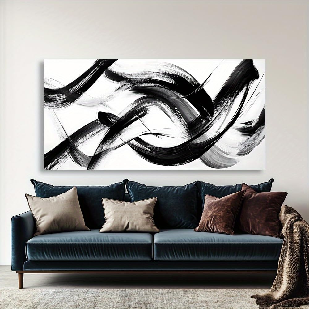 Abstract Wall Decor Print on Canvas Artwork, Modern Wall Art Ink Abstract Painting Picture Contemporary Home Decoration(60x120cm(24x47in)/No frame)