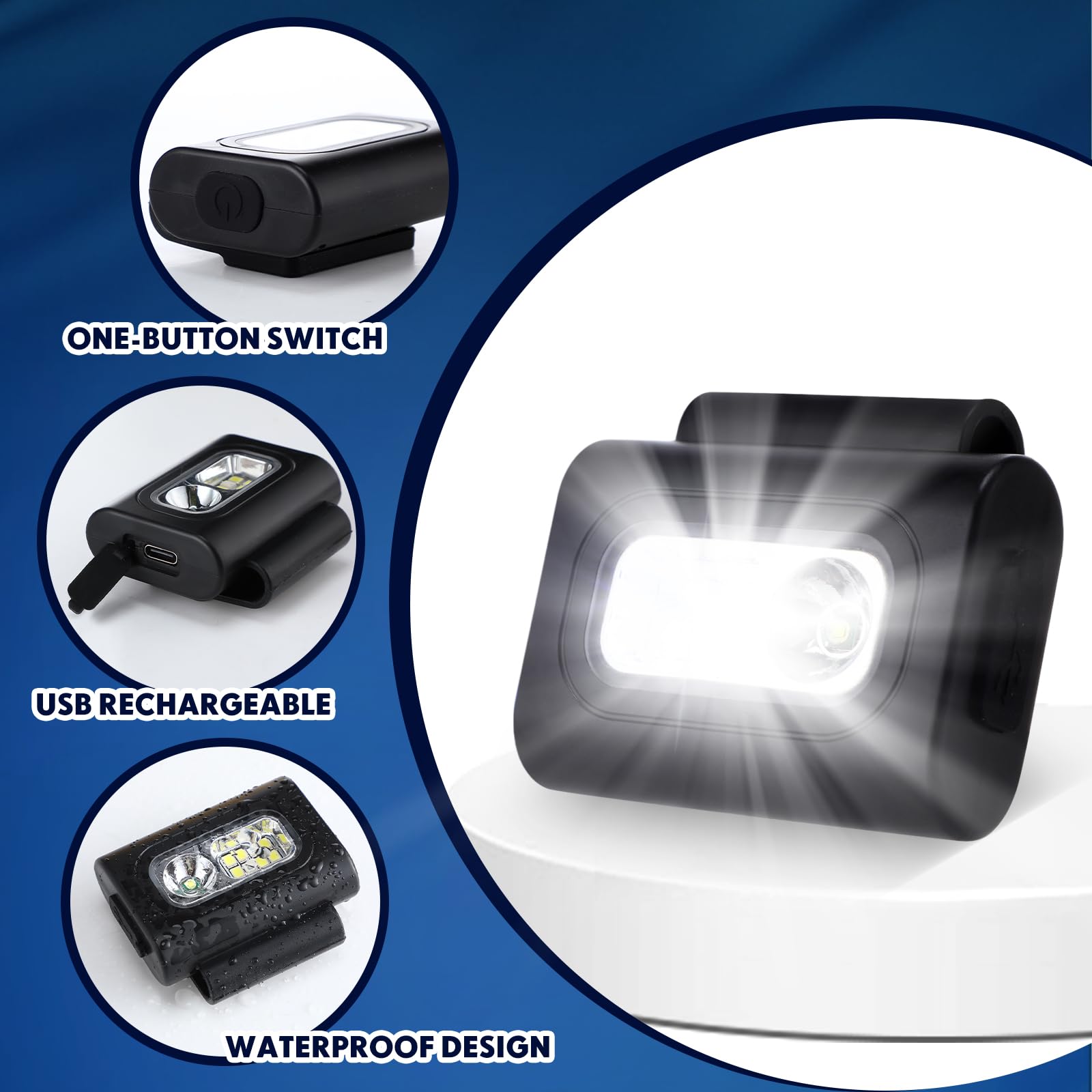 Tujoe Lot de 6 lampes LED pour course à pied, jogging, sécurité, jogging, équipement de course à pied, rechargeable, réfléchissant, clip magnétique USB, veilleuse pour la marche, la randonnée, le