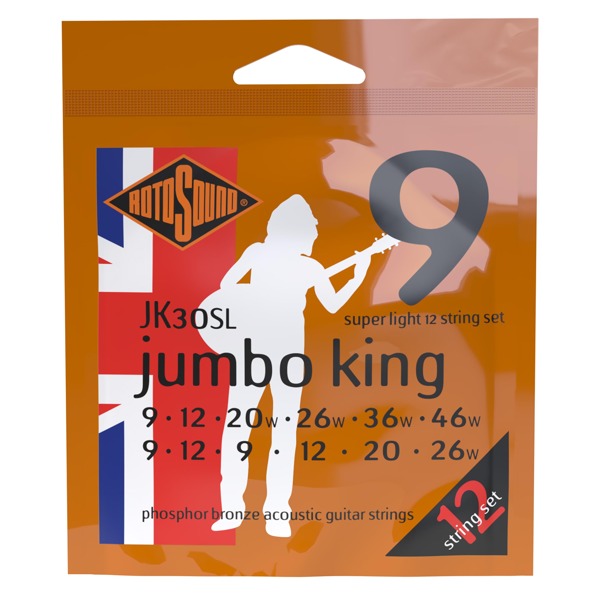 Rotosound Strings for Acoustic Guitar JUMBO KING 12-str. JK30SL Super Light 9-42