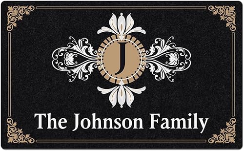 Miniatura 1 de Tapete de bienvenida personalizado para entrada interior y exterior  Tapetes personalizados de bienvenida para puerta principal con texto  Alfombras