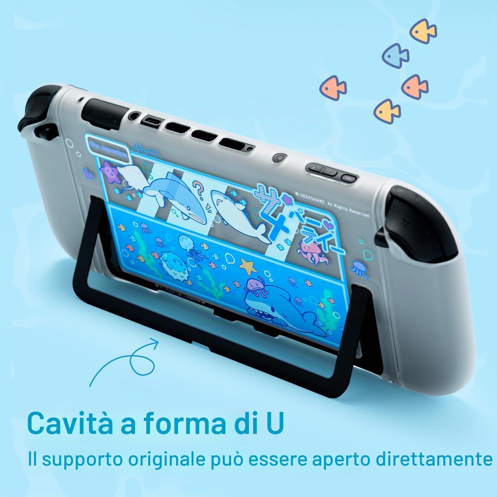 GeekShare Custodia sottile compatibile con Switch 2, assorbimento degli urti e antigraffio in PC per console di gioco Switch 2 - Shark Party