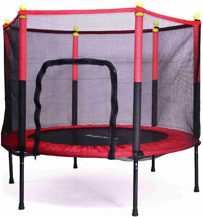 Leyaton Güvenlik Korumalı Fileli 140 Cm Özel Fermuar Güven Konforlu Çocuk Trampolini 55 İnç Trambolin KIRMIZI Tek Ebat
