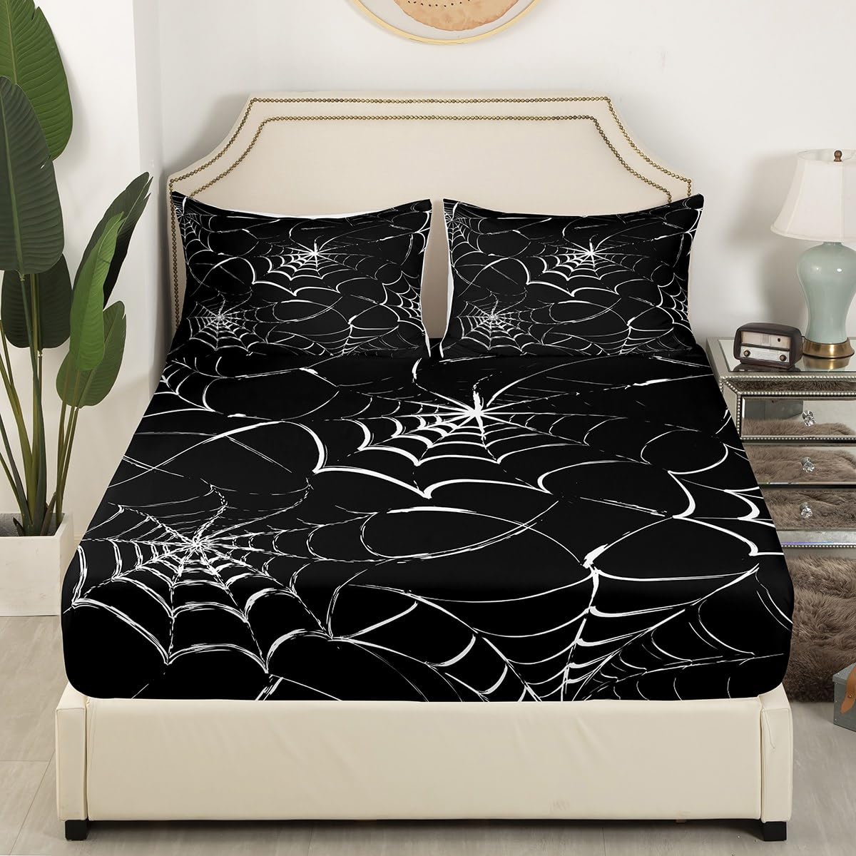 Set Copripiumino King Size Con Motivo Ragnatela – Biancheria Letto Halloween In Microfibra – 100% Poliestere – 1 Federa 50x91 Cm - 2