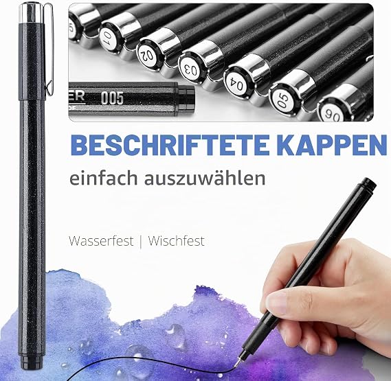 12 fineliner pens set black felt tip pens pigment liner set waterproof for artists illustration sketches technical drawing 902195