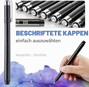 12 fineliner pens set black felt tip pens pigment liner set waterproof for artists illustration sketches technical drawing 902195