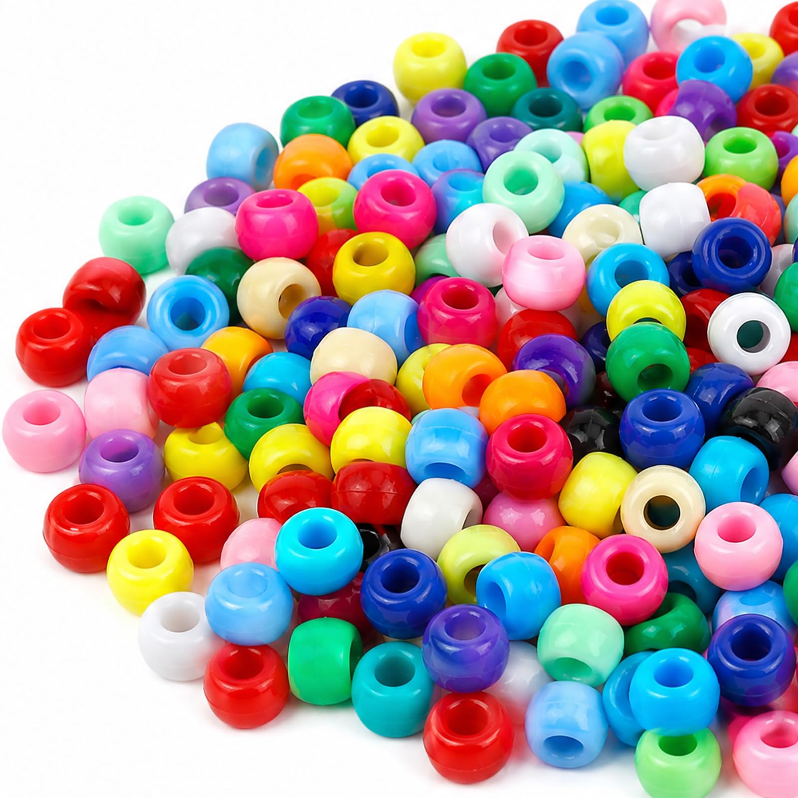 JEKUGOT Pony Beads Bulk 1000pcs 6x9mm Hair Beads for Braids Kit