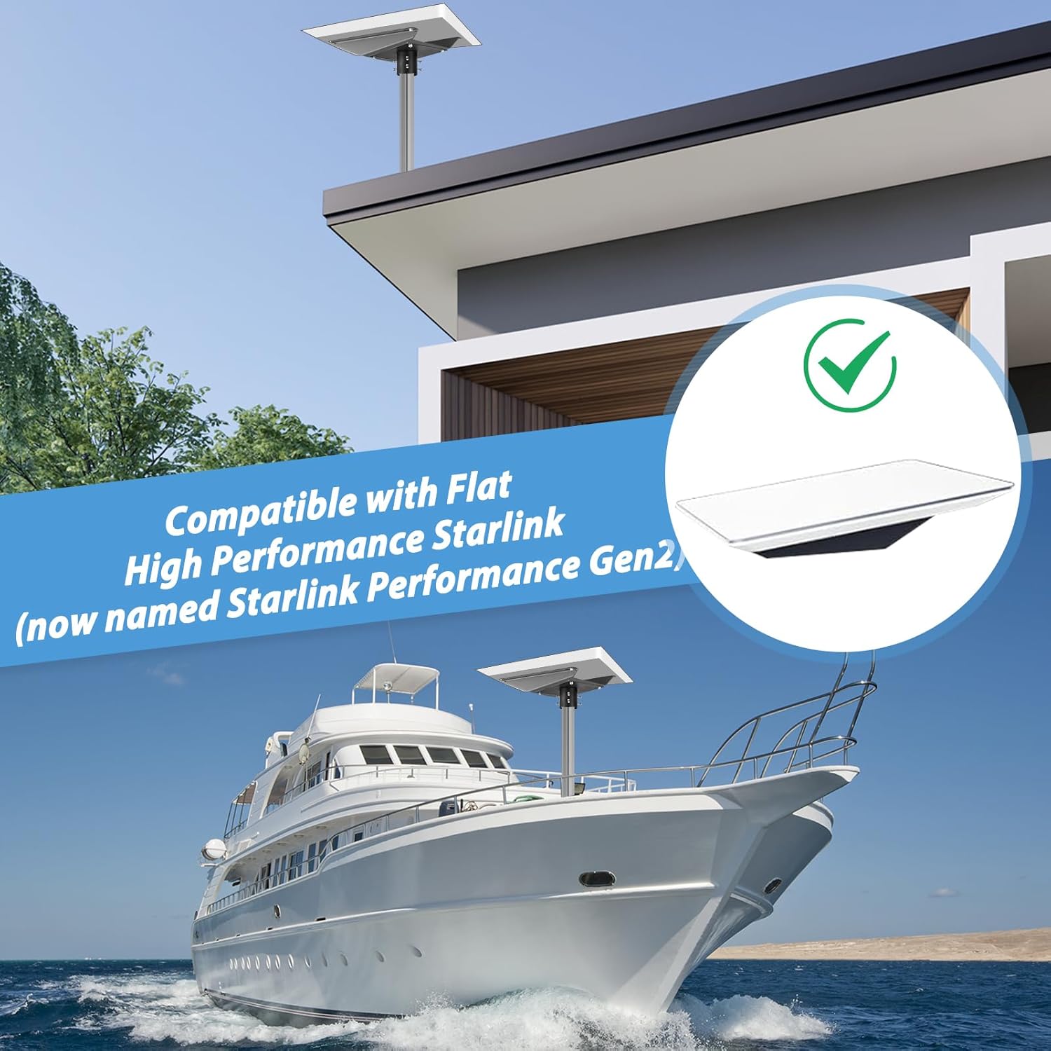 Starlink Flat High Performance Pipe Adapter, Starlink Mount, Starlink RV Mount, Starlink Roof Mount for Vehicle/Boat/Outdoor Use