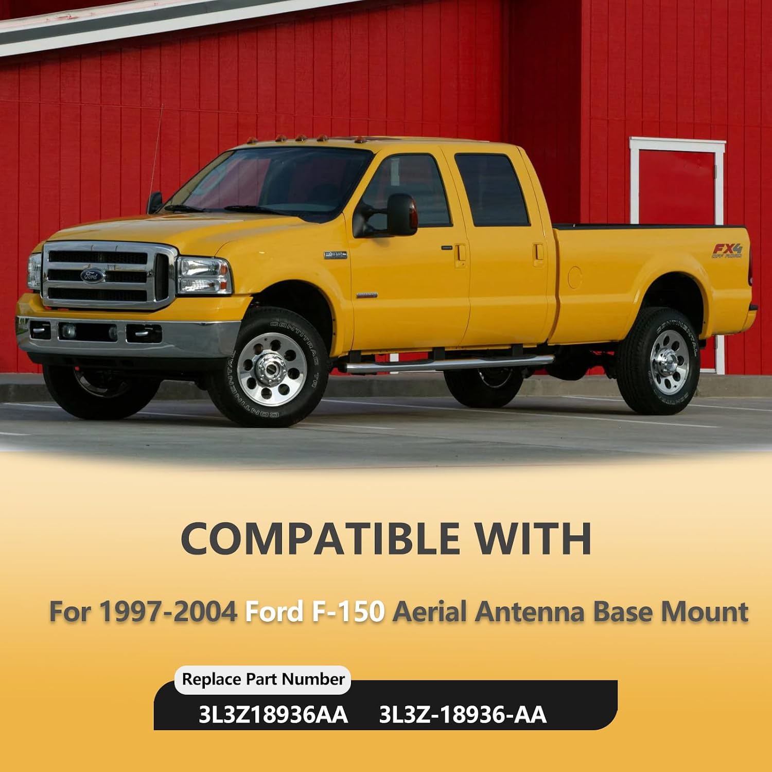 Radio Antenna Base Mount Compatible with 1997-2003 Ford F-150, 2004 F-150 Heritage, 1997-1999 Expedition, Replaces 3L3Z18936AA F65Z18936AB - Base Only