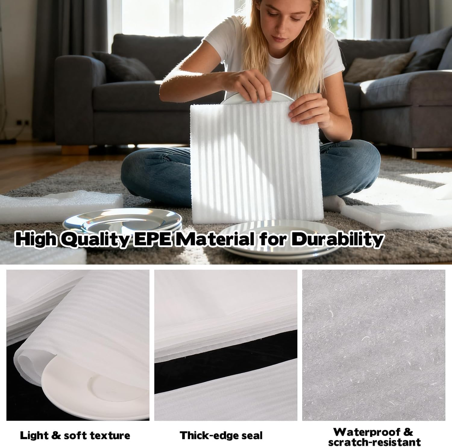 50 PCS 18x26 Inch Extra Large Foam Pouches for Moving 0.5MM Thick Cushion Foam Pouches for Shipping and Storage Moving Supplies Packing Wrap Bag for China Dishes Crafts Photo Frame Valuable Items