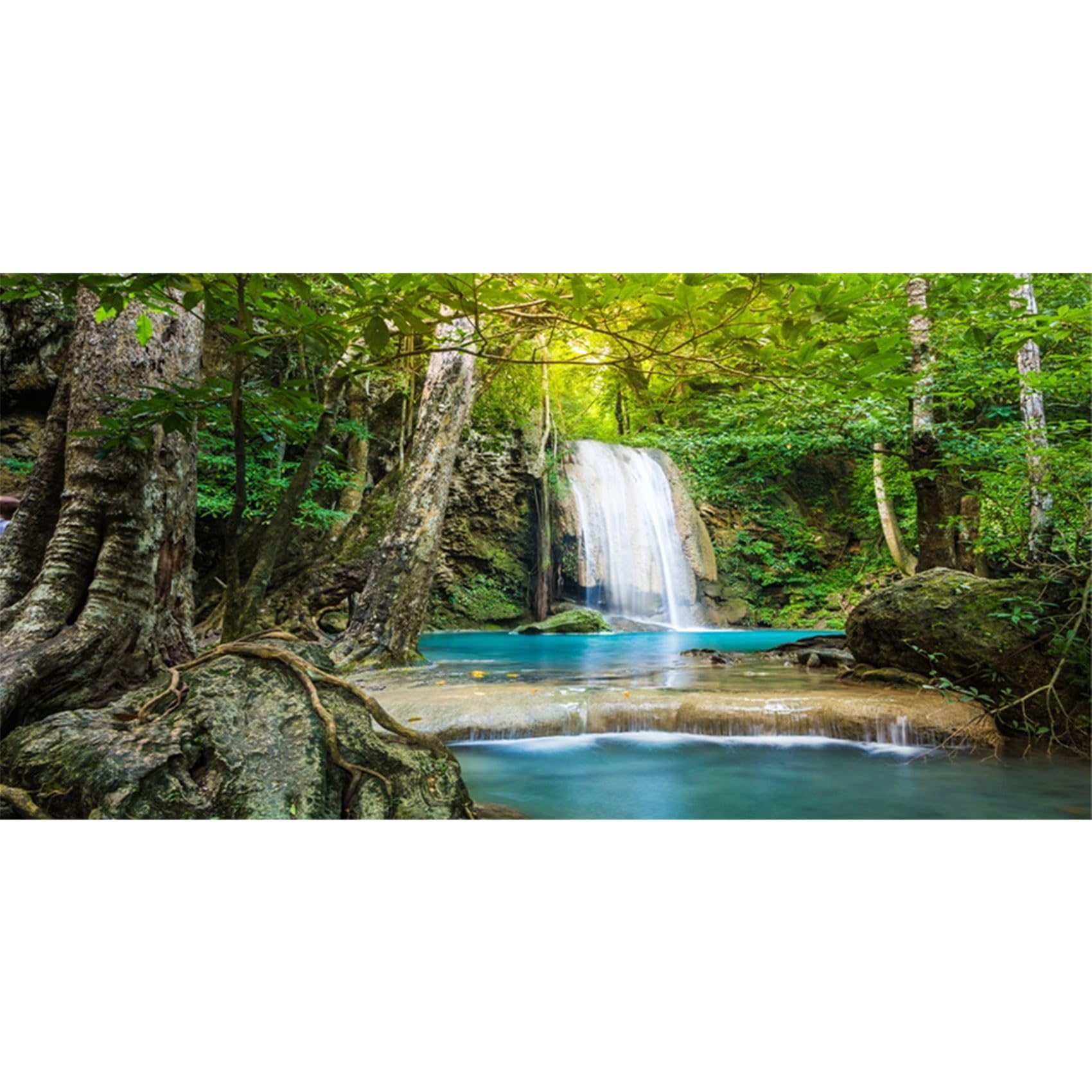 MIRRORANG 120x50cm Waterfall Terrarium Background Tropical Rainforest Aquarium Background Sunshine Lake Green Tree Reptile Habitat Background Vinyl โ image 1