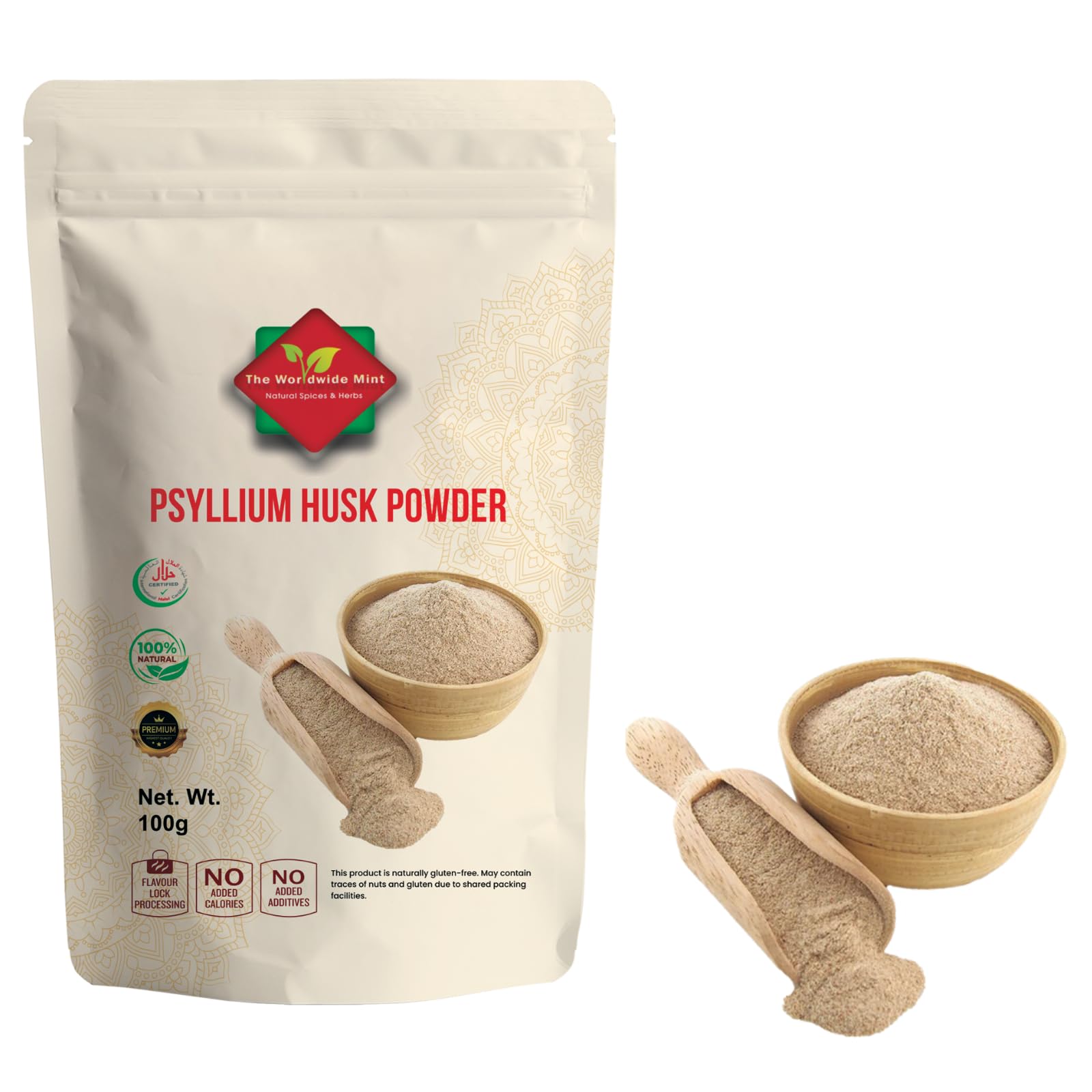 Psyllium Husk (100g/3.52oz) Easy Mixing Fiber Supplement, Finely Ground & Non-GMO Powder for Promoting Regularity