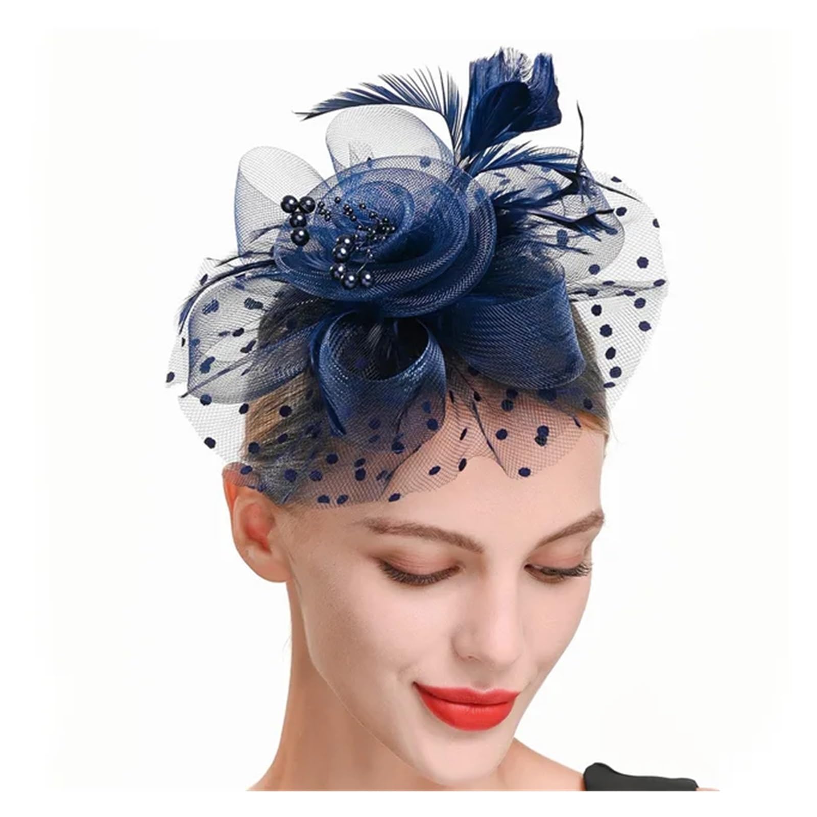 UALXPAO Wedding Hats Vintage Fascinators For Women Ascinator Hats For Wedding And Church Headband Hat Caps Tea Party for Tea Party,Weddings(Blue)