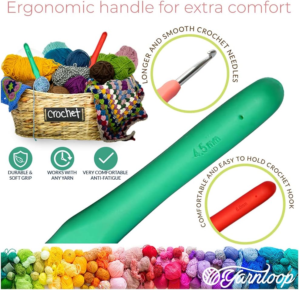 12 Sizes Crochet Hook Set | Extra Long and Large Crochet Hooks | Ergonomic Crochet Starter Kit | Crochet Needle Set Comes with Beautiful Felt Bag | Perfect Crochet Hooks for Arthritic Hands