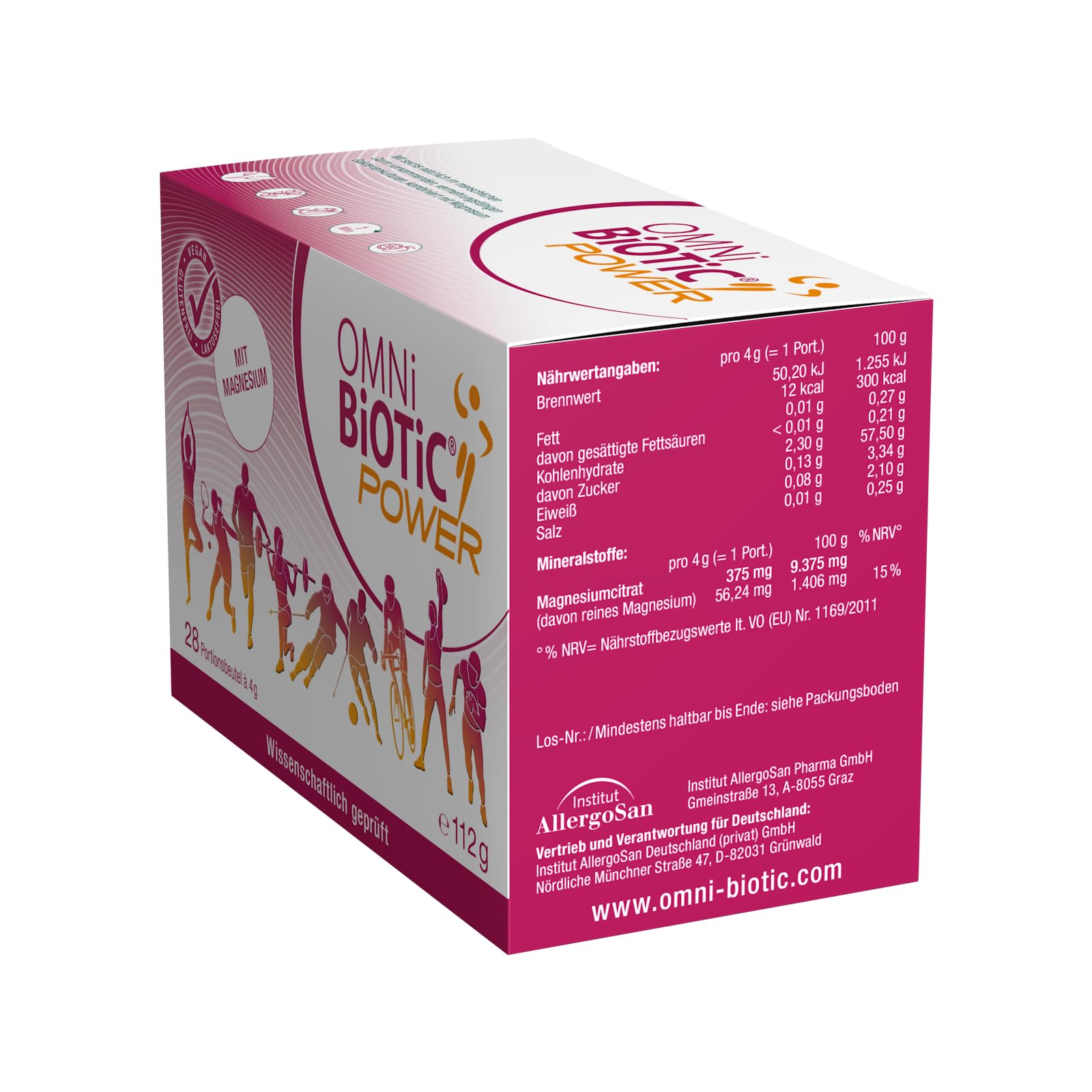 OMNi BiOTiC Power | Für einen energiegeladenen Tag | 28 Portionen (112 g) | 6 Bakterienstämme | Pulver | Vegan | Zur täglichen Anwendung | Blutorangengeschmack