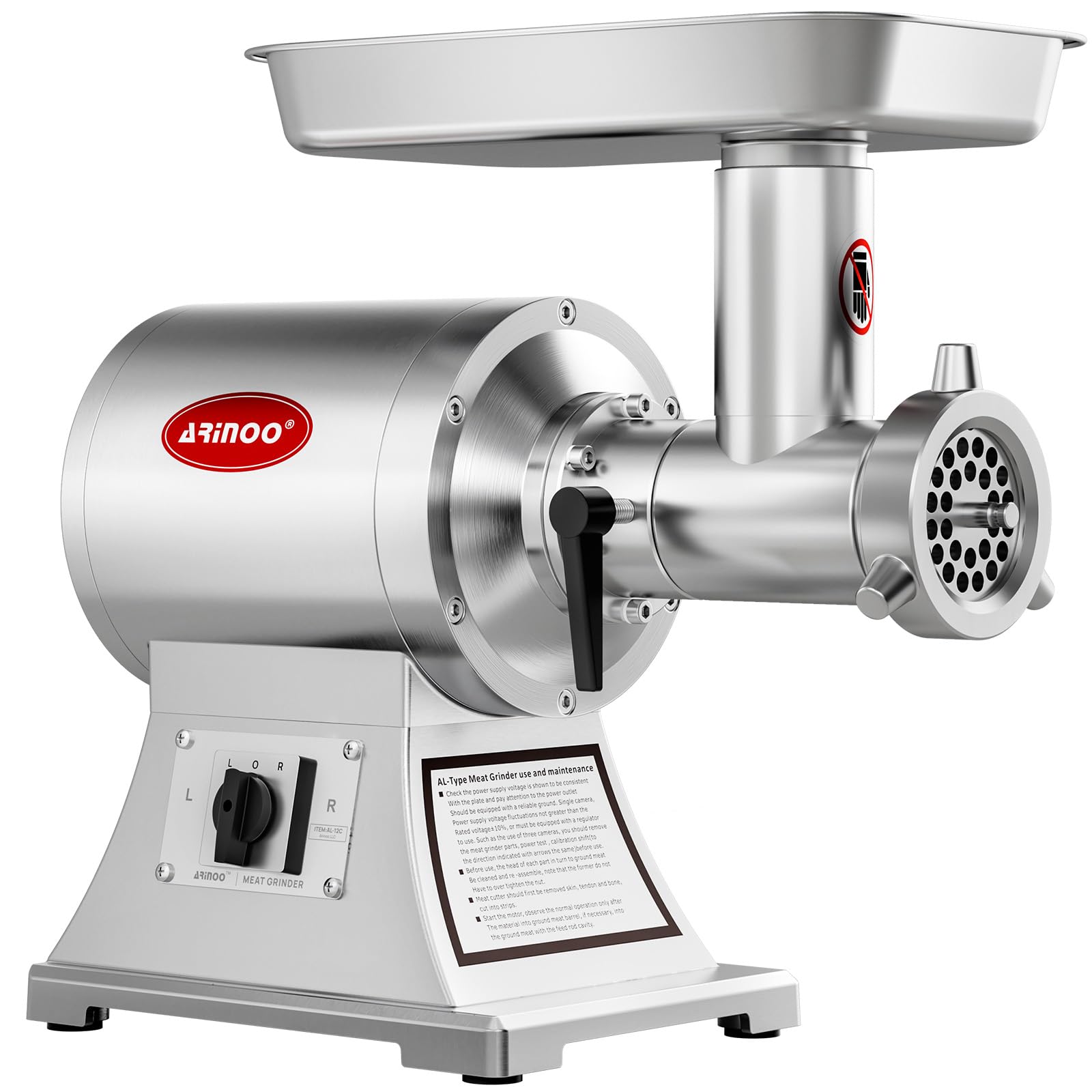 ARINOO Commercial Meat Grinder #12C, 0.9HP Electric Meat Grinder