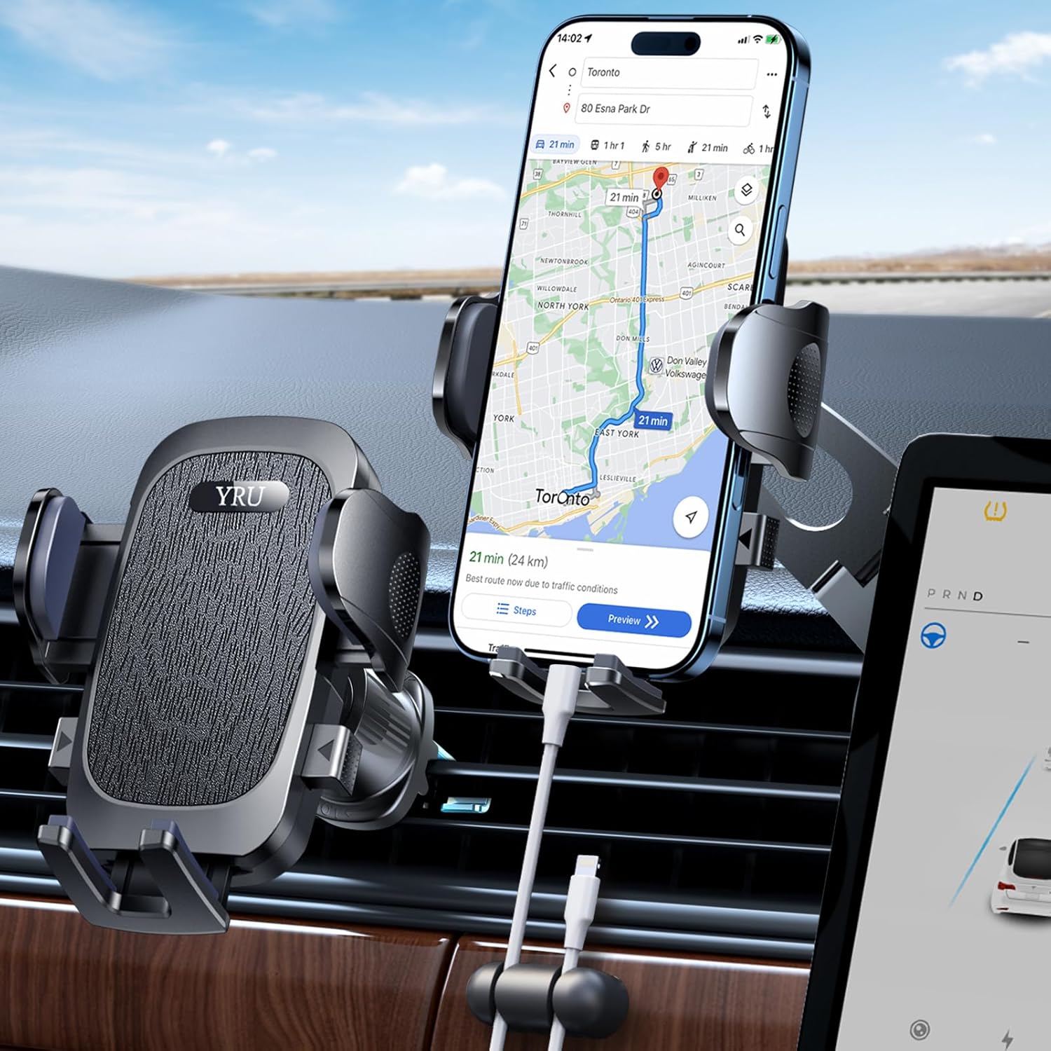 Military-Grade for Tesla Phone Mount 2026 Foldable Heavy-Duty Metal, 360° Rotatable Arm, 90LBS Safest Strongest Certs & Patent, Extreme -40~203°F Resistant for Model 3 Y X S Cybertruck Semi, Black