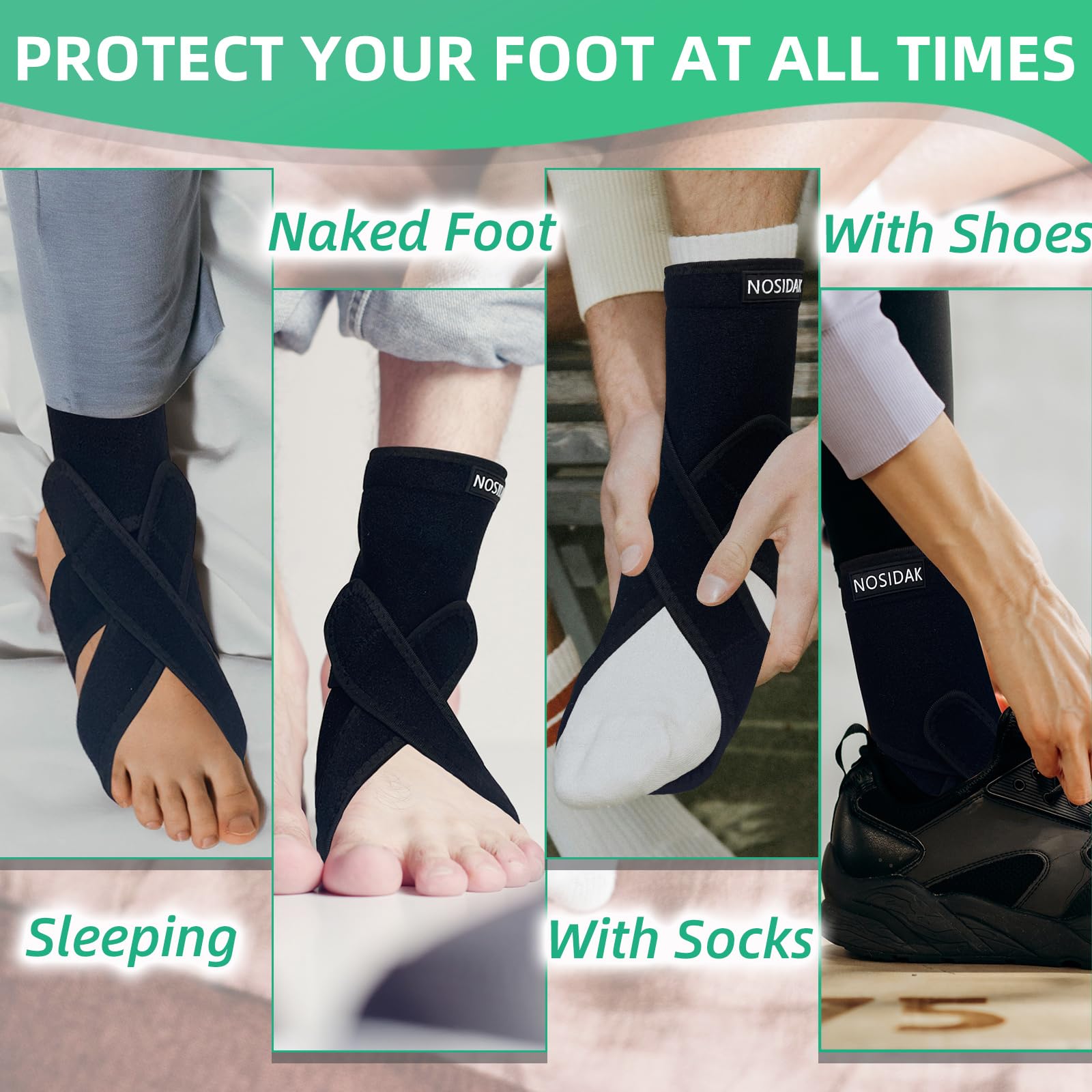 AFO - Soporte de pie para caminar con zapatos, férula nocturna para fascitis plantar, tobillera, soporte de pie caído para dormir, ortesis de pie de tobillo para recuperación de accidentes