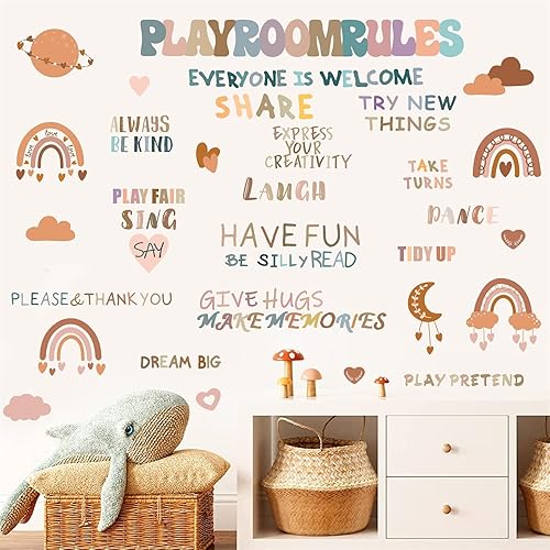 Miniatura 6 de Calcomanías de pared inspiradoras para sala de juegos, calcomanías de pared con cita de arco iris, para sala de juegos, aula, escuela, calcomanías