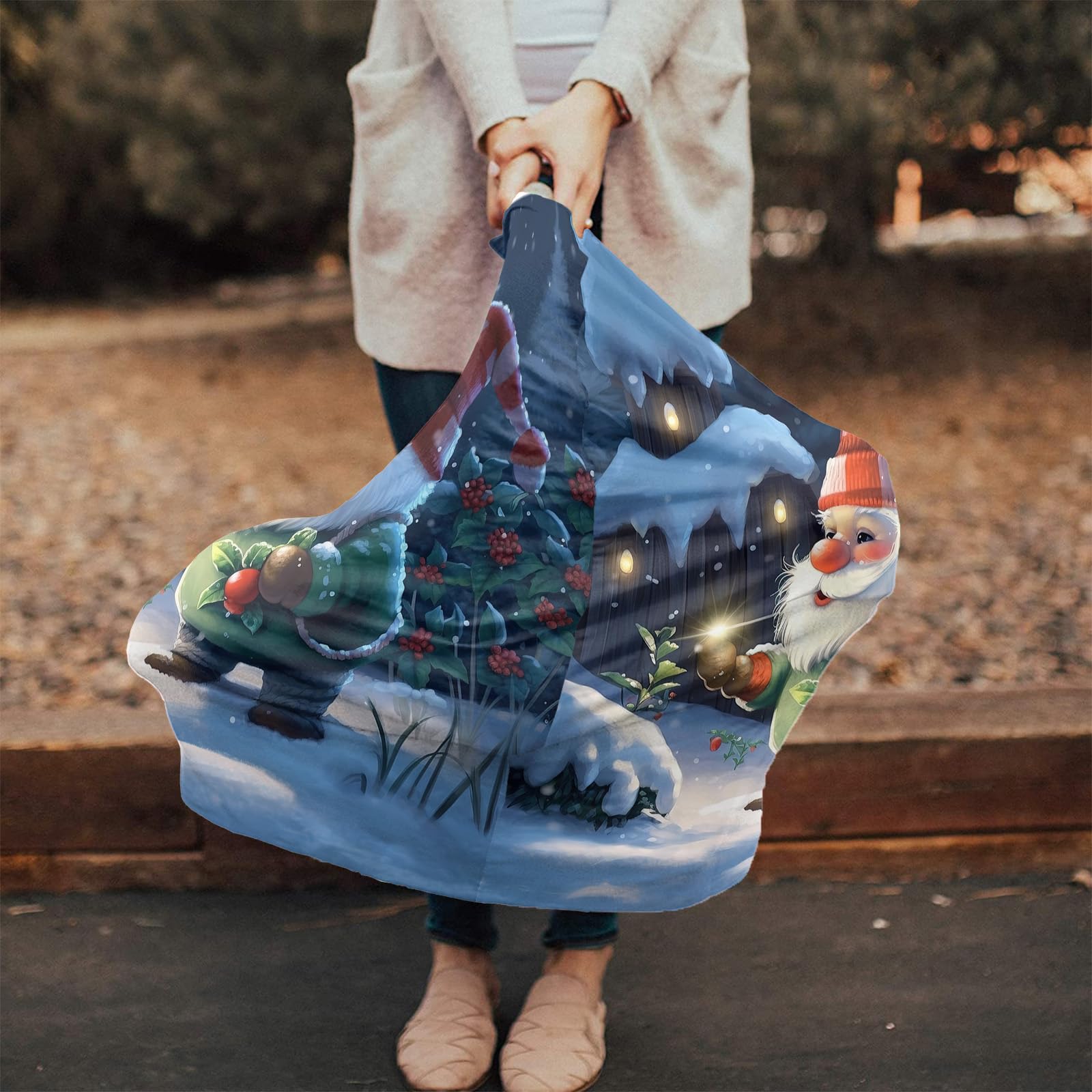 Nursing Cover for Breastfeeding Scarf, Snowman Christmas Gnome Baby Car Covers Super Soft Multi Use for Canopy Shopping Cart Cover Blanket Stroller Cover