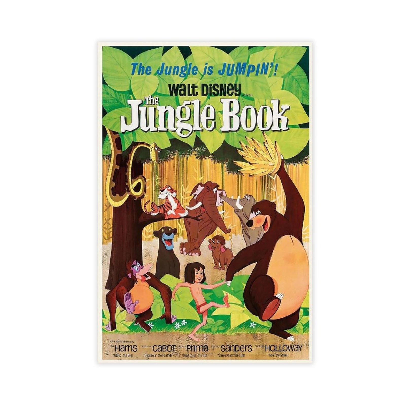 QOGDAF The Jungle Book Vintage Movie Canvas Poster Bedroom Decor Landscape Office Room Decor Gift 20x30inch(50x75cm)