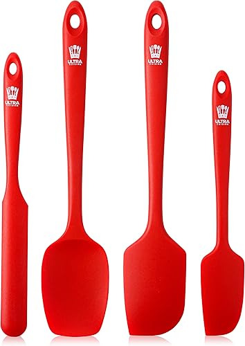 Ultra Cuisine Juego de espátulas de silicona, antiadherentes, resistentes al calor, diseño sin costuras, espátula grande, espátula pequeña, cuchara