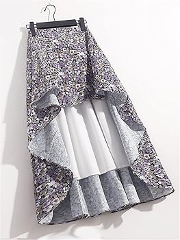 Amazon.com: Women Chiffon Skirt Floral Printed Skirt A-Line