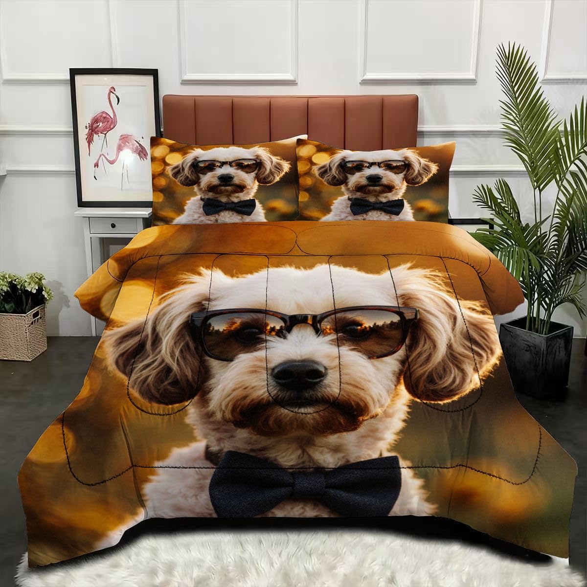 Couette 200 x 200 cm Chien animal lit 2 personnes sans housse