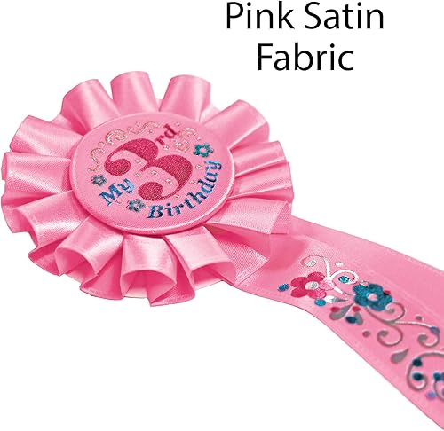 Miniatura 5 de Beistle Mi roseta de 3er cumpleaños en rosa