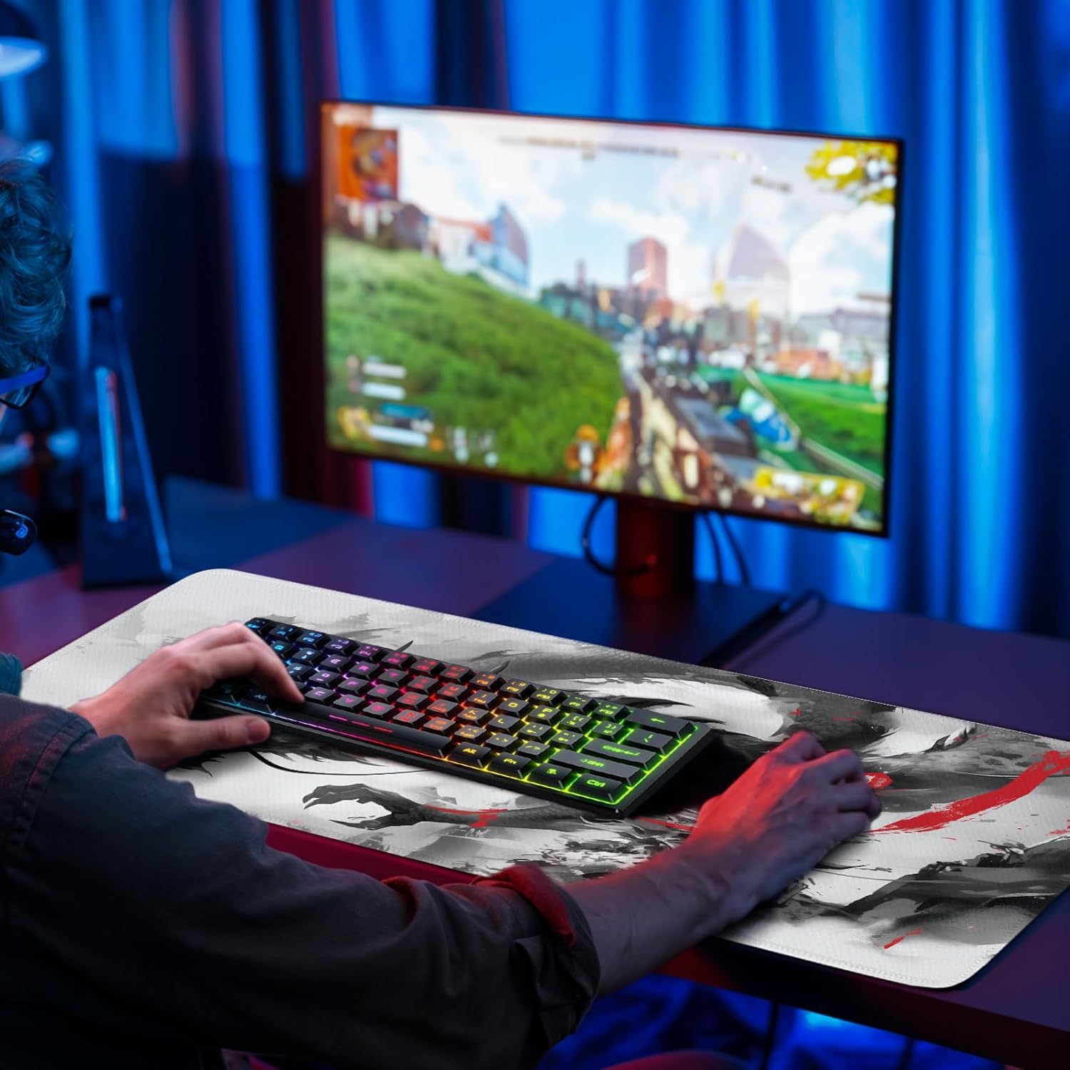 Dragon Gaming Mouse Pad Anime Large, Manga Dragon Mousepad with Non-Slip Base Stitched Edges, Long Computer Keyboard Desk Mats, Extended Mat for Desktop for Home Office 11.8”x 31.4”XL - Image 6