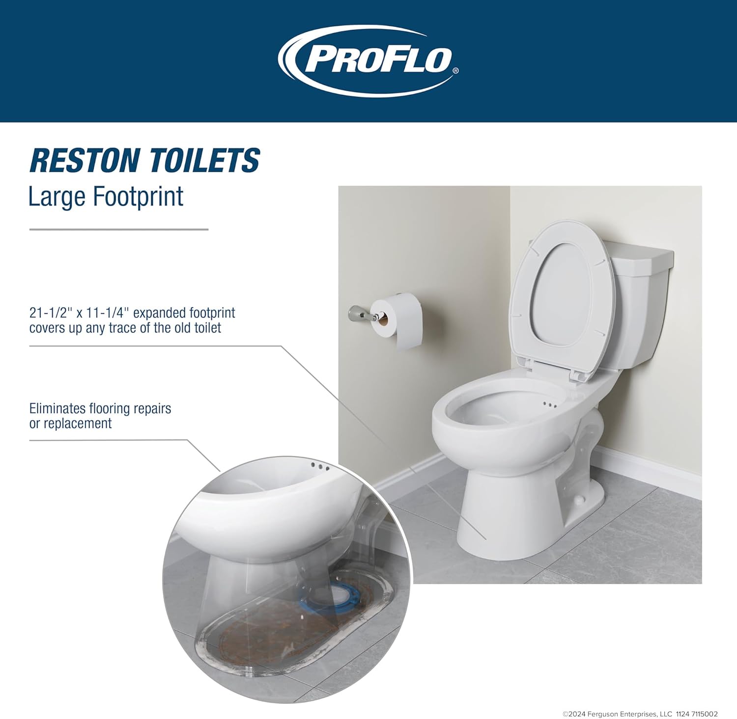 PROFLO Reston Toilet Large Footprint Diagram