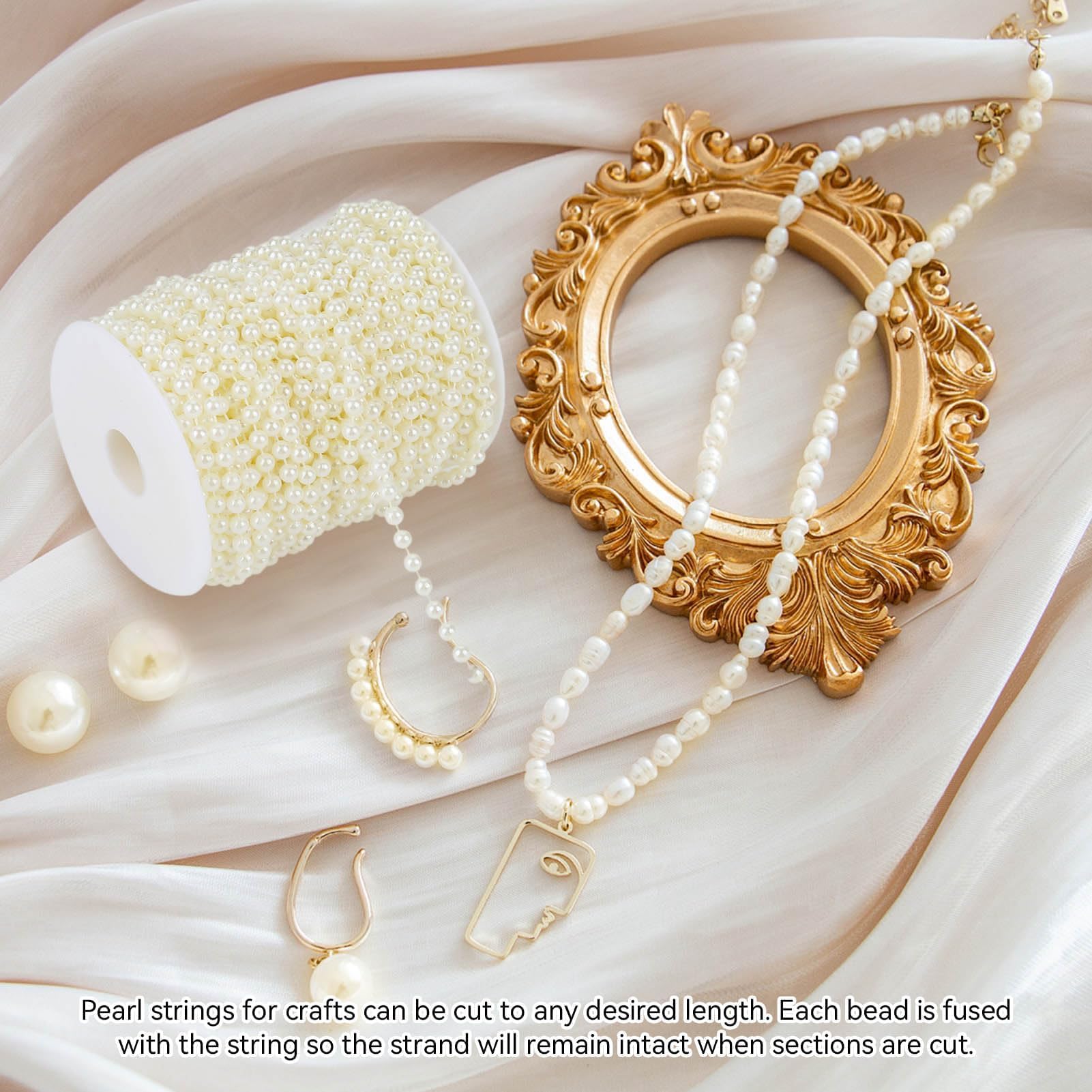 25 M/Rollo Blanco Guirnalda De Perlas, Guirnalda De Cuentas De Perlas De Imitación De, Cadena De Rollo De Cuentas De Perlas, Cadenas Decorativas Para Boda Y Fiesta