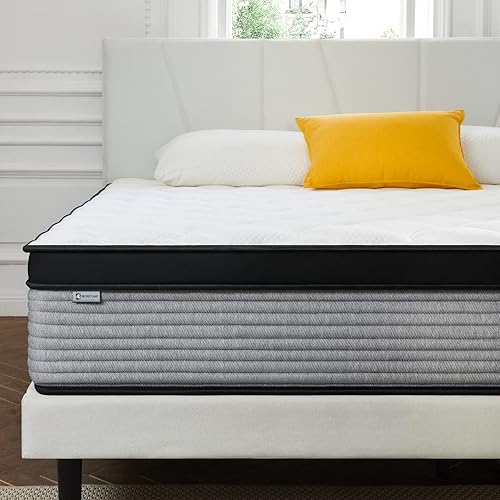 SSECRETLAND - Colchón híbrido de espuma viscoelástica de 12 pulgadas y resortes de bolsillo individuales colchón de cama matrimonial en una caja con