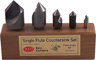 KEO 53028 High-Speed Steel Single-End Countersink Set, Uncoated (Bright) Finish, Single Flute, 82 Degree Angle, 1/4