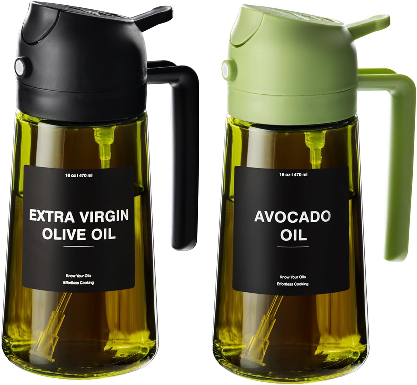 CXINYI – 16oz/470ml Olive Oil Dispenser for Kitchen with Stickers – 2 in 1 Olive Oil Sprayer for Cooking, Air Fryer, and Salad, Black&Green (Light-Proof Kitchen Gadget) CXINYI – 16oz/470ml Olive Oil Dispenser for Kitchen with Stickers – 2 in 1 Olive Oil Sprayer for Cooking, Air Fryer, and Salad, Black&Green (Light-Proof Kitchen Gadget)