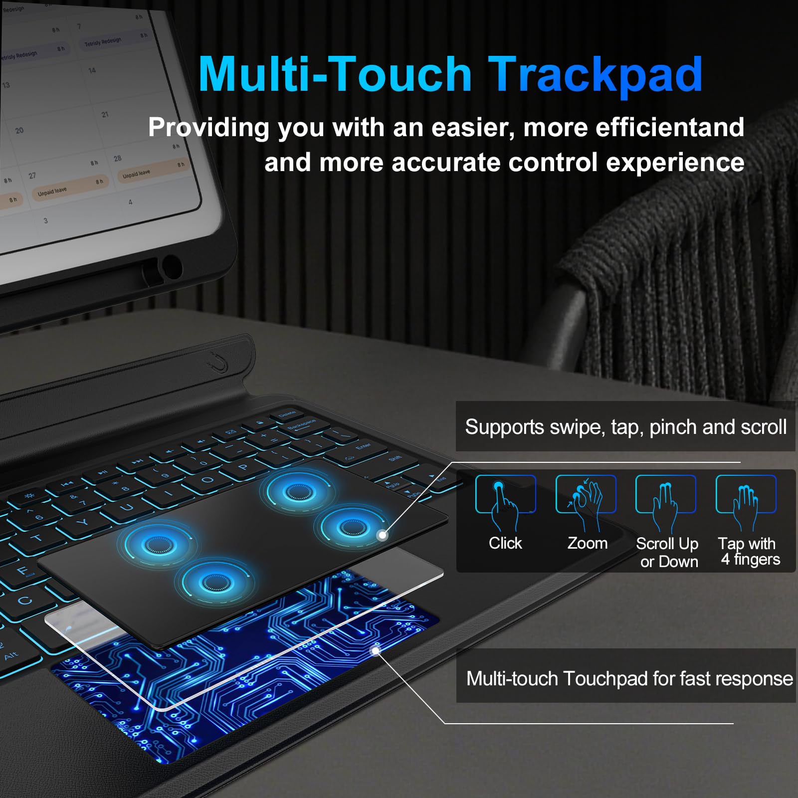 for Google Pixel Tablet 11-inch (2023) Keyboard Case, Detachable Magnetic Stand, Rechargeable Backlit Keyboard with Palm Rejection Touchpad, Protective Cover Compatible with Speaker Dock