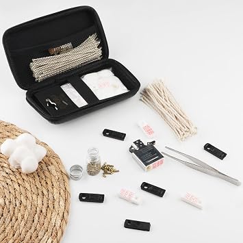 Lighter Repair Kit, 100 Pcs Flints (2.3mm), Wicks, Cotton, Pads, Case | 100 pcs 2.3mm flints, 30 wicks, 2 packs cotton, 5 rubber & felt pads, screws, manual; in a storage box