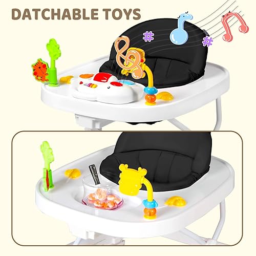 Miniatura 8 de Andador para bebés con ruedas, centro de actividades para bebés 3 en 1 para niños y niñas, combo plegable con juguetes musicales, aprendizaje