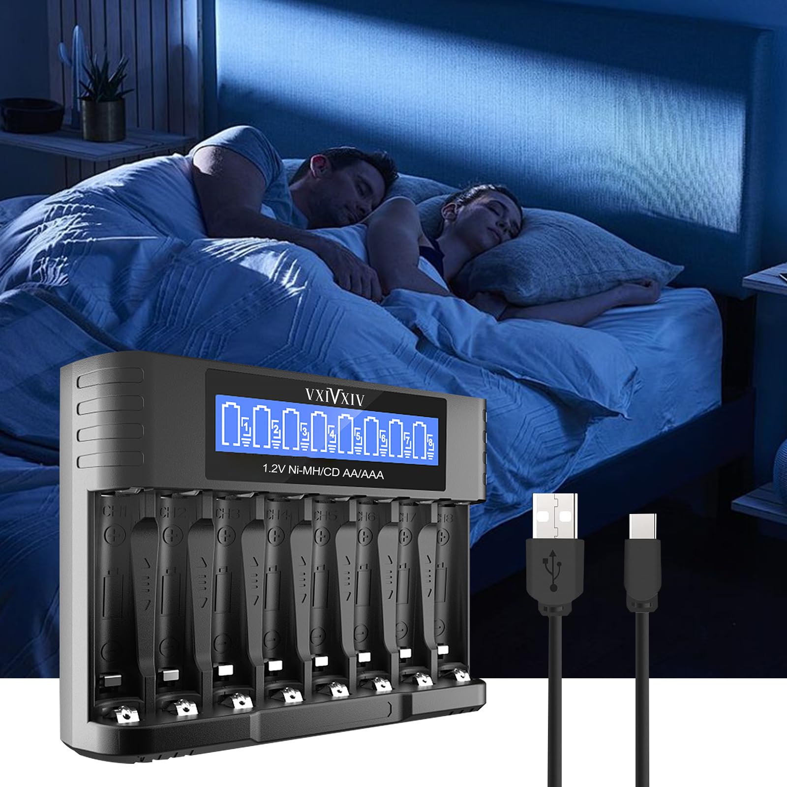 8 Slot Ni-MH AAA AA Caricabatteria per 1.2V Ni-MH Ni-CD AA AAA Batteria