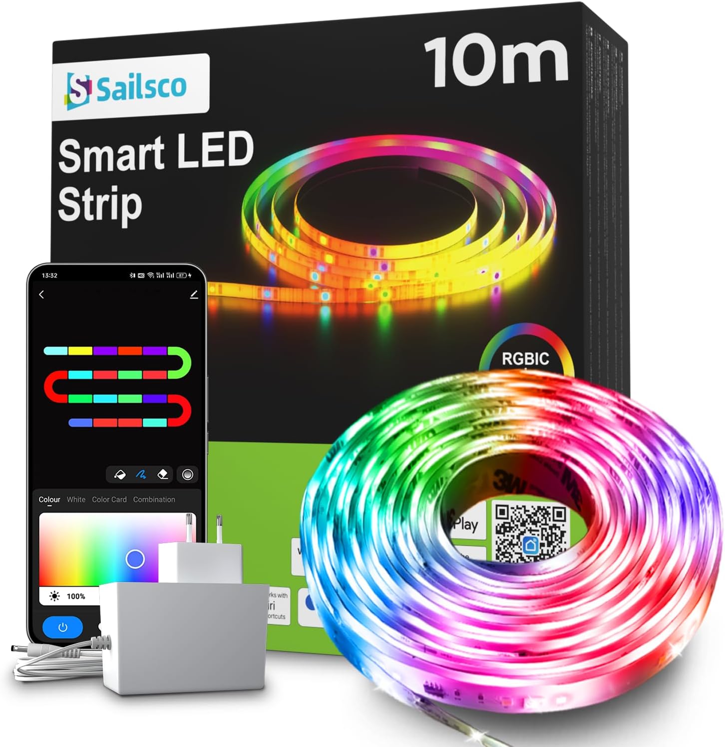 Led Lights for Bedroom 32.8ft Music Sync Color Changing Strip Lights with Remote and App Control RGBICWW Strip for Room Home Kitchen Party Stairs bar Decoration