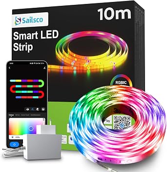 LED Strip Lights for Bedroom 32.8ft,Music Sync Color Changing LED Lights with Remote and App Control,RGBICWW Strip for Room Home Kitchen Party Stairs Bar Decoration
