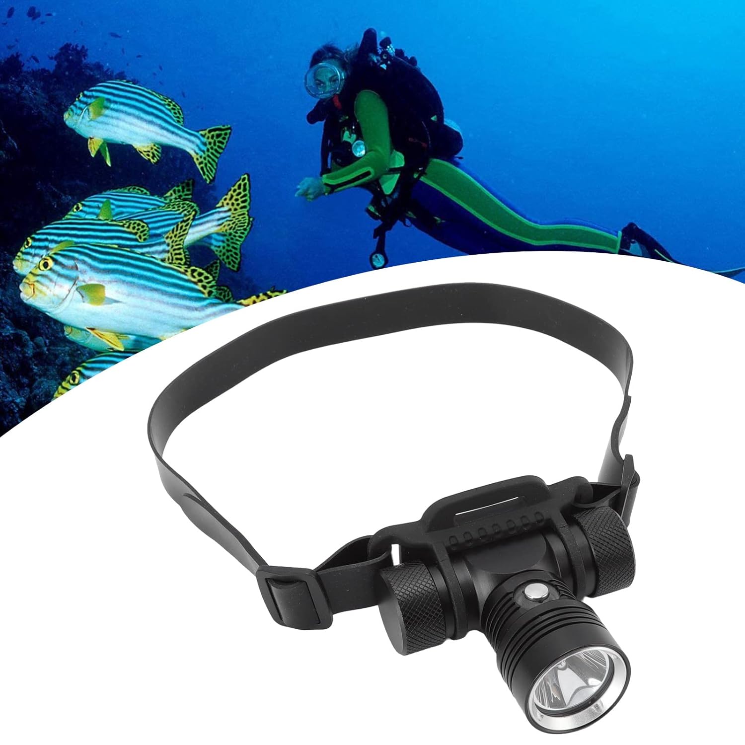 Diving Headlamp, Waterproof Underwater Diving Headlight, Battery