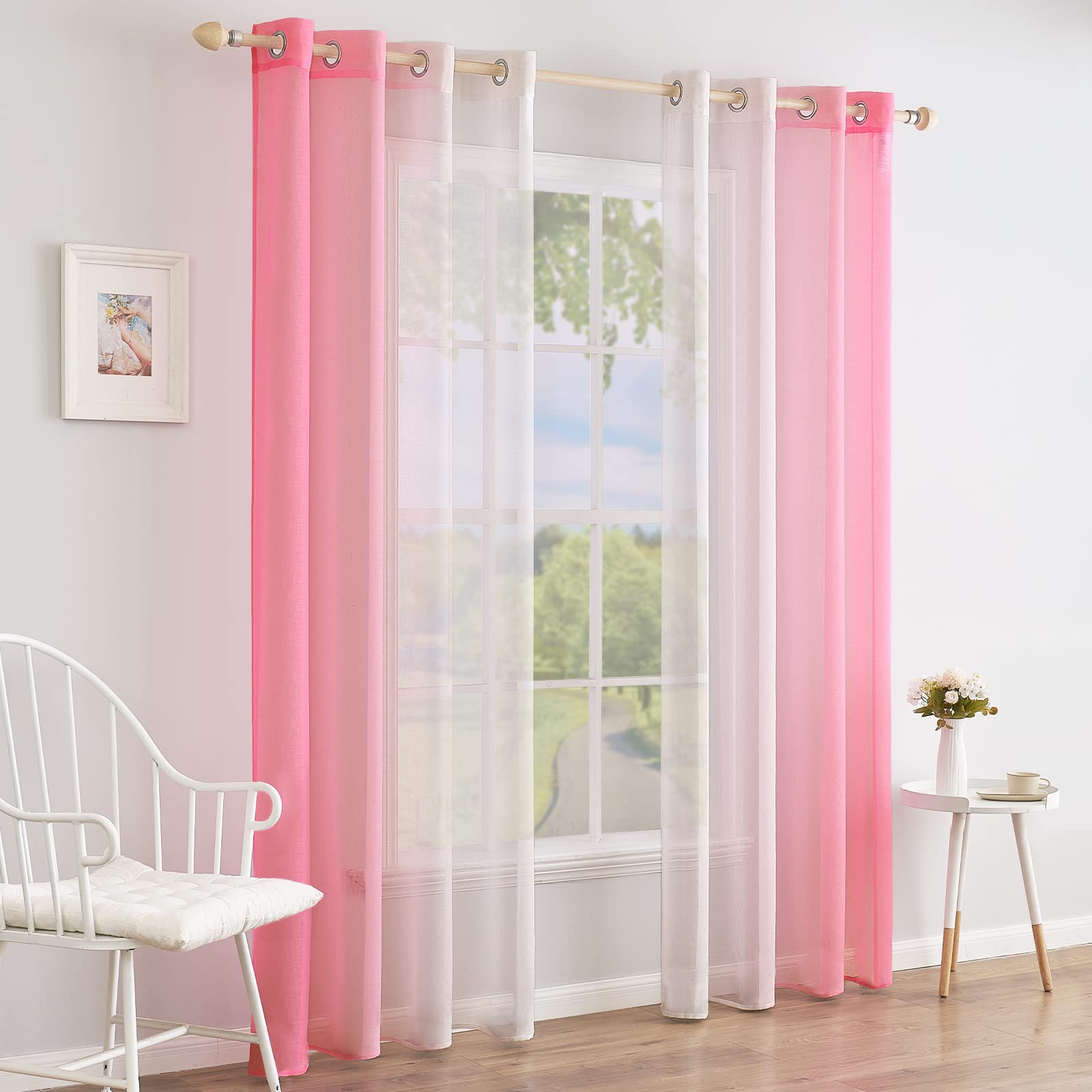 Tende trasparenti con sfumature di colore moderne - rosa perlato