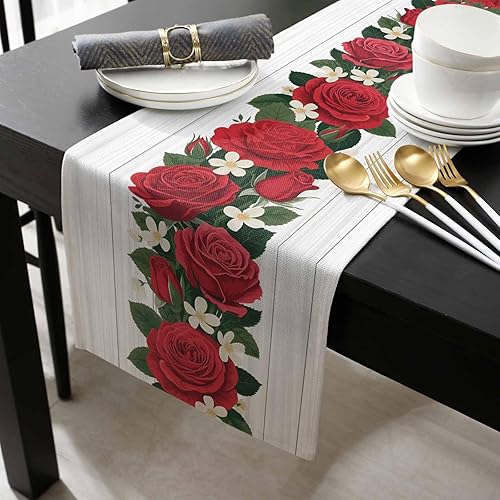Miniatura 2 de Camino de mesa para el día de San Valentín de 90 pulgadas de largo, camino de mesa de arpillera para el día de San Valentín, camino de decoración de