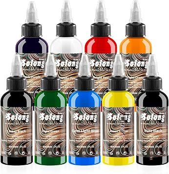 9PCS Tattoo Ink Color Set, 1oz 30ml Tattoo Supply USA Pigment Kit Solong Tattoo Ink Set TI302S-30-9