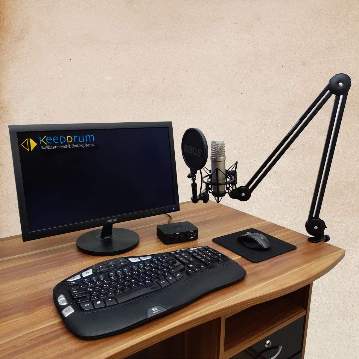 keepdrum MS138 Gelenkarm-Stativ + MS089SV Mikrofon-Spinne für G-Track AT-2020/USB+