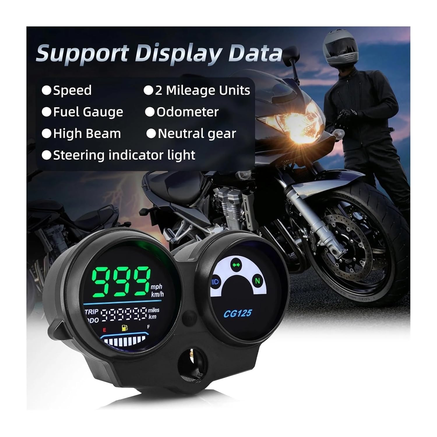 ゲージ オドメーター タコメーター ユニバーサルオートバイデジタルスピードメーター走行距離計スピードメーターモーターダッシュボードK