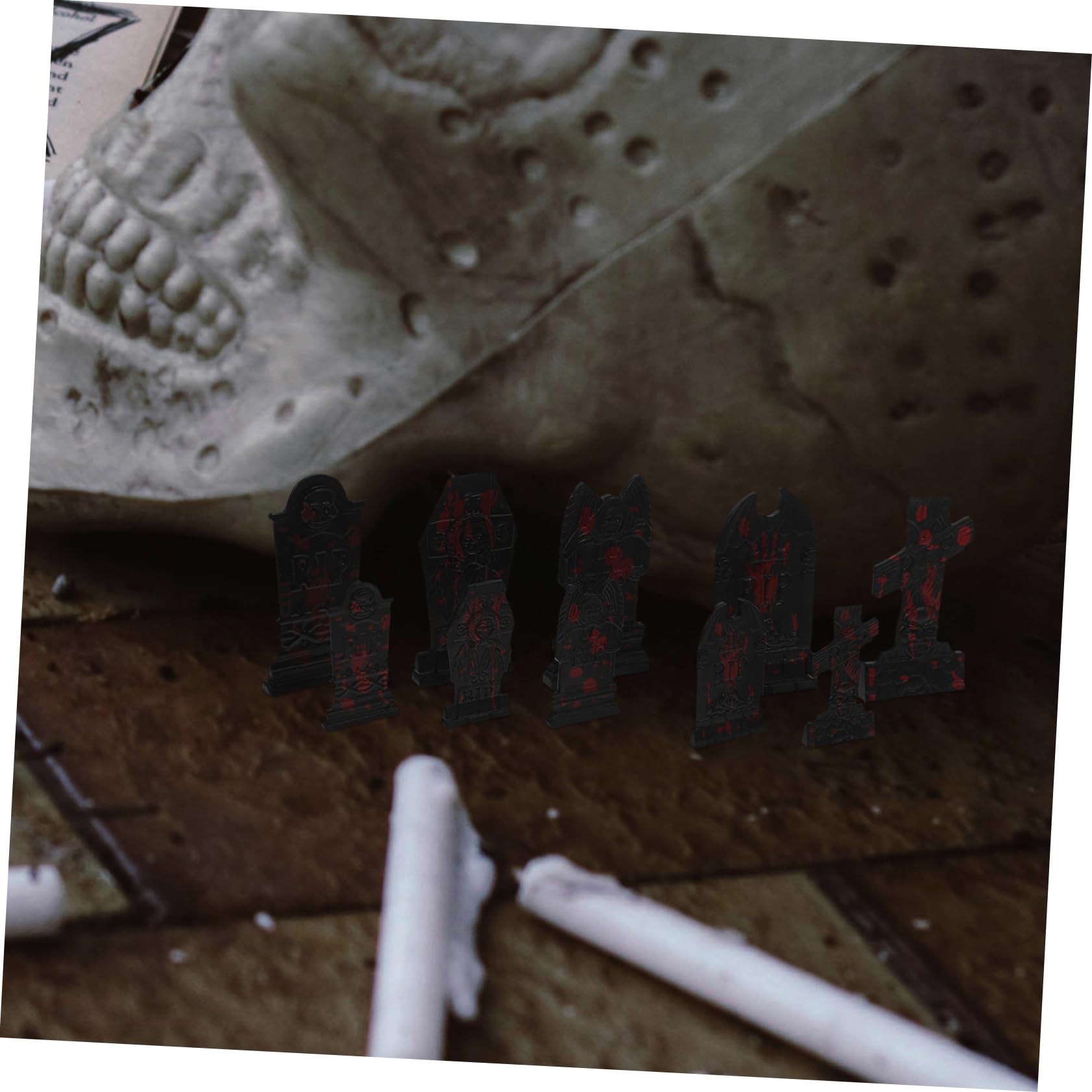 Alasum 100 szt. czaszka nagrobek dekoracja na Halloween nagrobek mini nagrobki Halloween nagrobek model nagrobki Halloween nagrobek dekoracja impreza nadmuchiwane tworzywo sztuczne