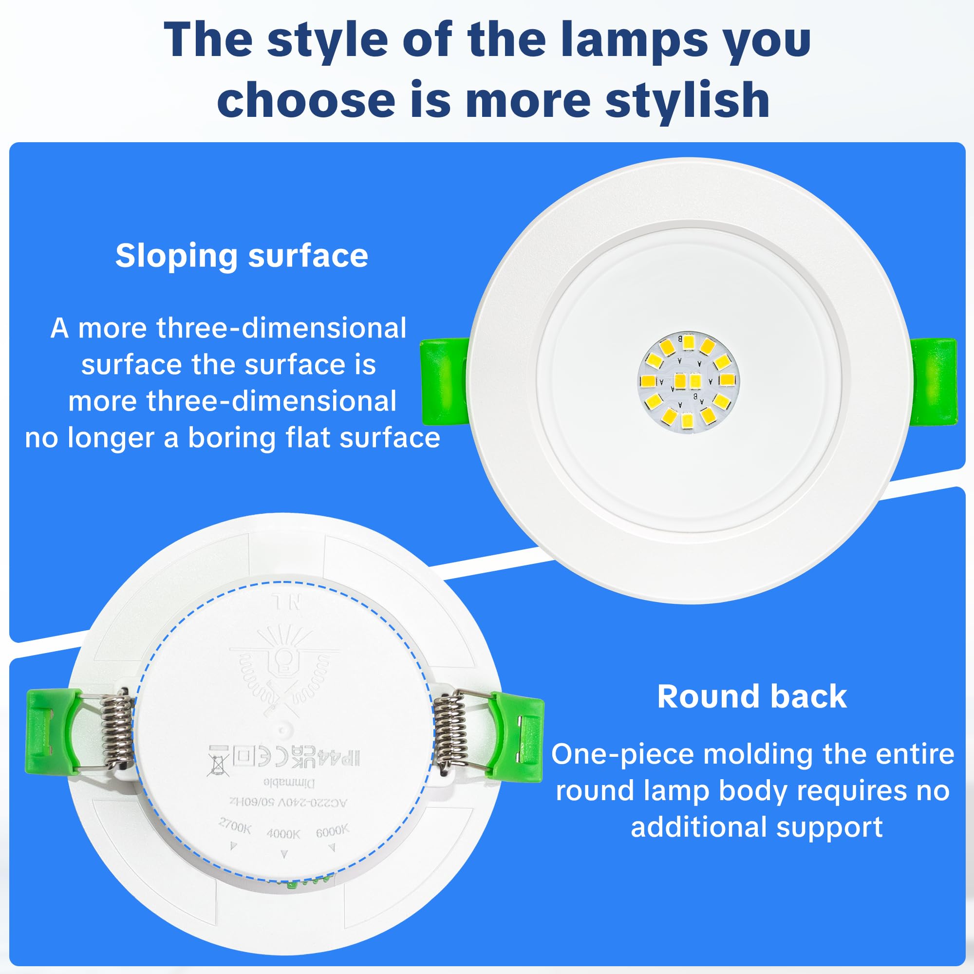 LED Einbaustrahler 230V Dimmbar 6er Set, 5W Ultra Flach Spots Deckenleuchte, LED Spot 230V 3CCT mit IP44 Wasserdicht für Badezimmer Küche Wohnzimmer, Ø68-75mm Lochmaß, Weiß
